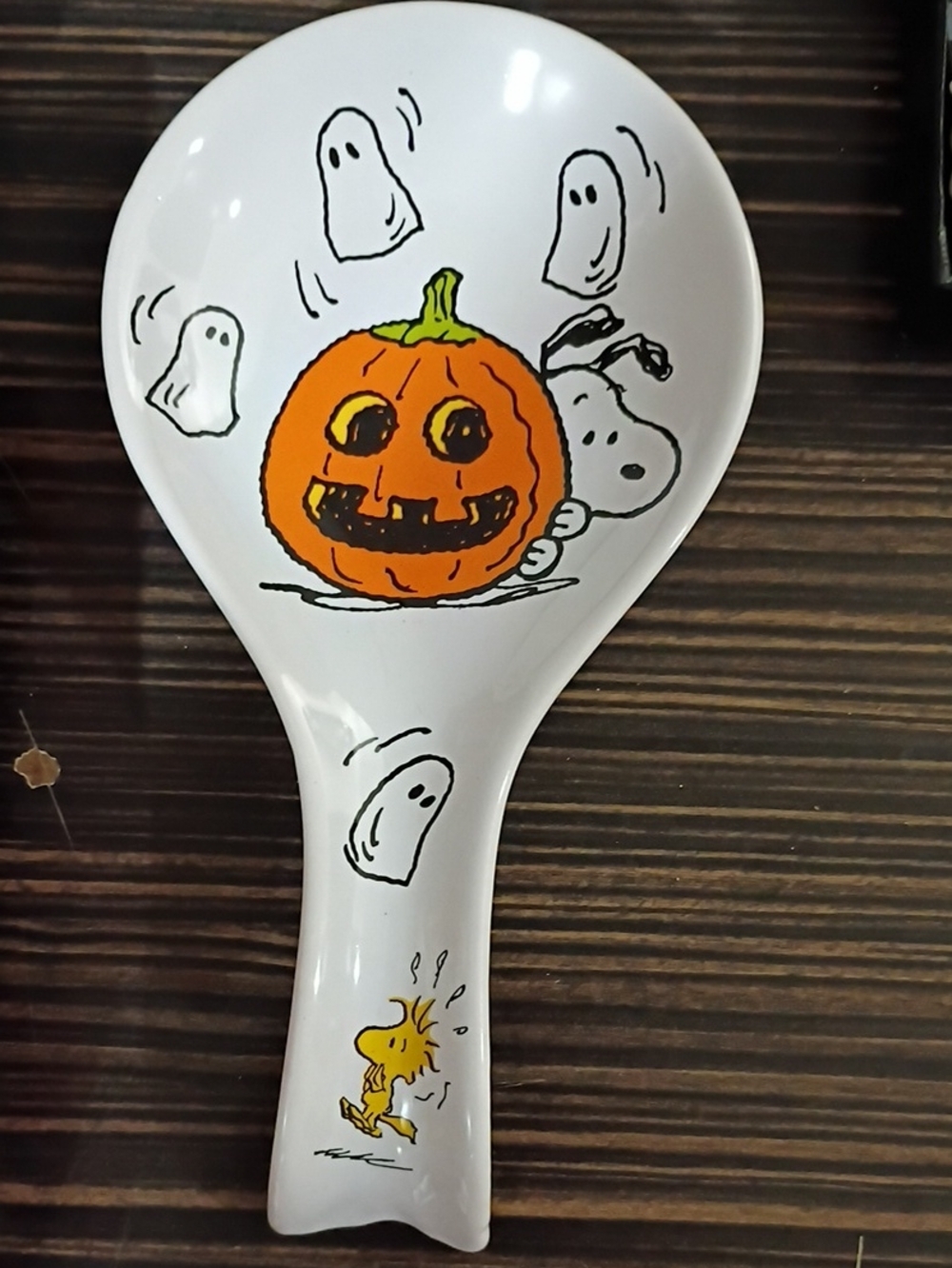 White Halloween Pumpkin & Ghost Ceramic Spoon Rest